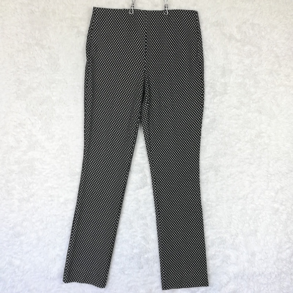 Chico's Womens Pants Slim Ankle Black White Gold Diamond High Rise 0 U.S. 4